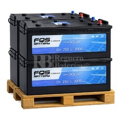 Pack 4 bater�as Solar 12 Voltios 250 Amperios | Con mantenimiento FQS250-12A